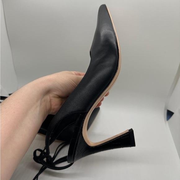 Deltan Juliana Leather Ankle Tie Pumps Black Size 9.5 - Picture 5 of 13